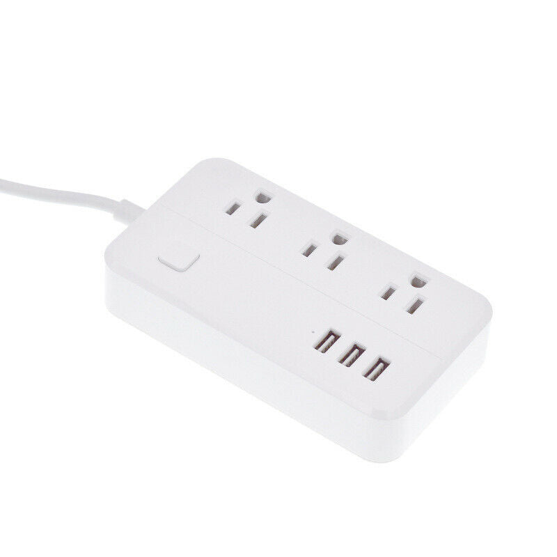 3 Outlet Plugs 3 USB Ports Power Strip Surge Protection Charging Station