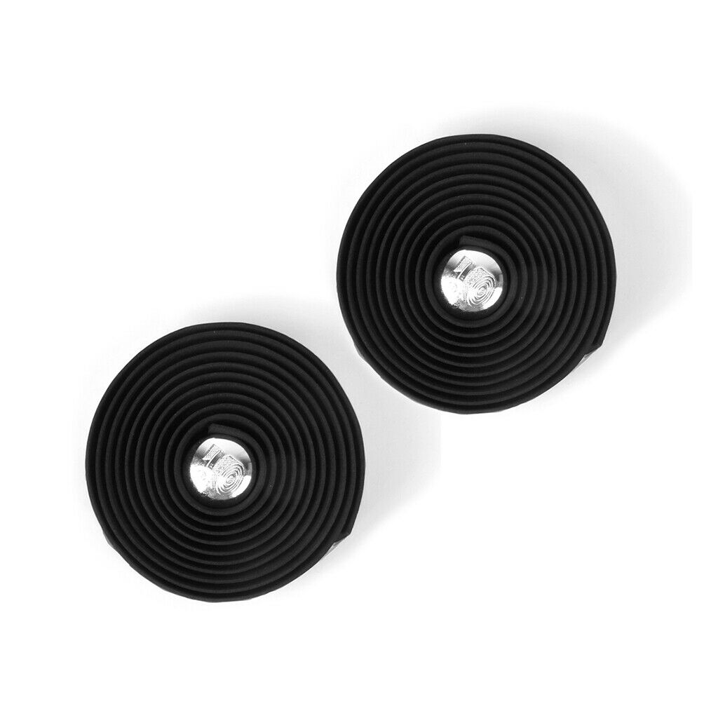 2pcs MTB Road Bike  Handlebar Tape Wrap +2 Bar Plug Black