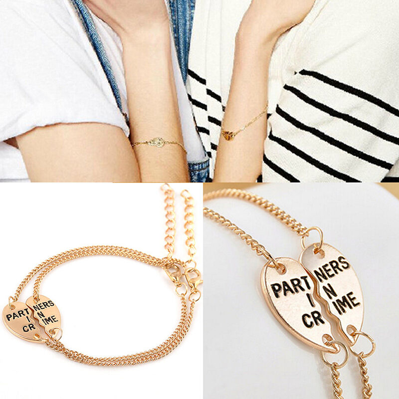 New Best Friends Forever Split Heart Pendant Bracelet Set Friendship Jewel.l8