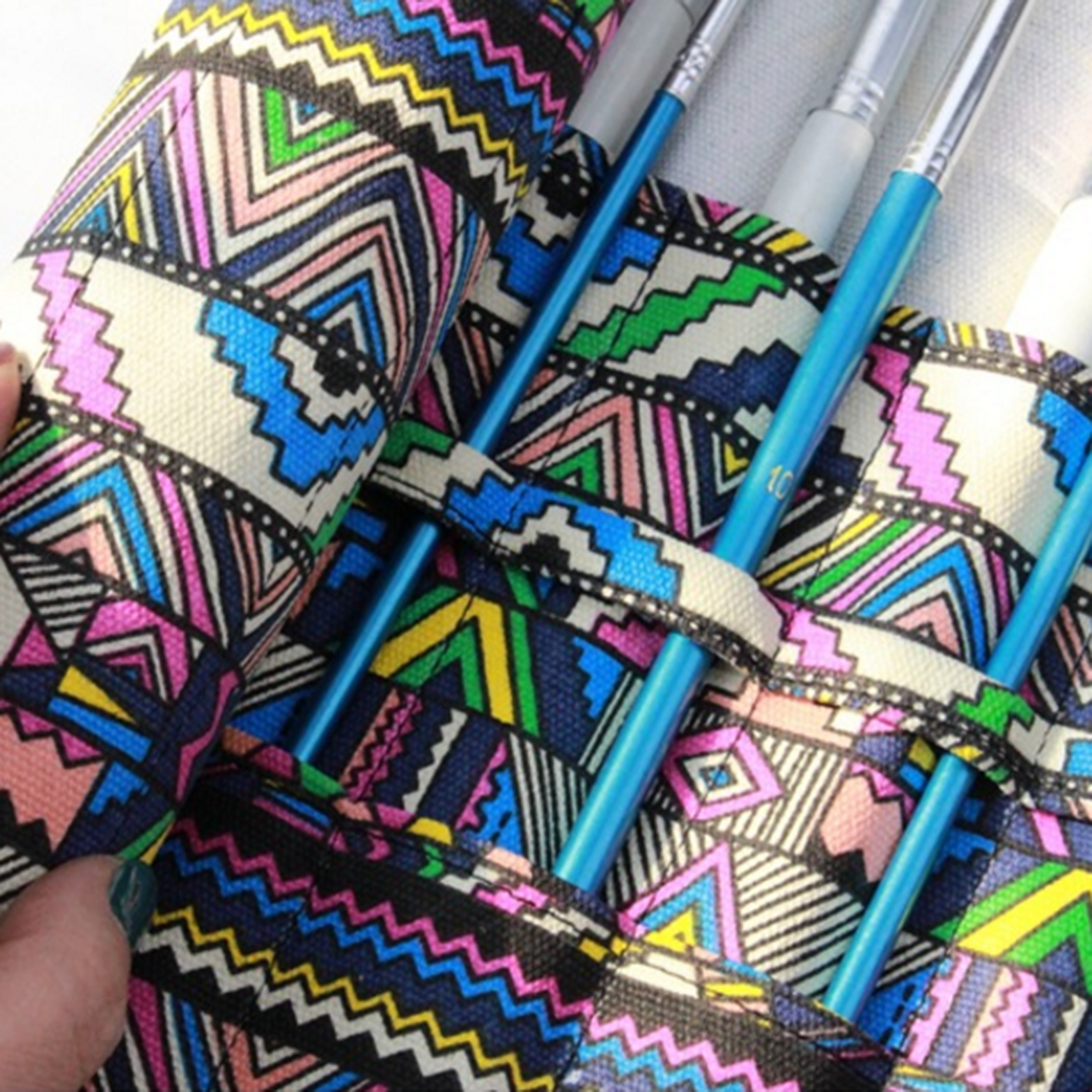 20 Slots Artist Watercolor Oil Painting Brushes Roll Up Case Bag Canvas Pouch