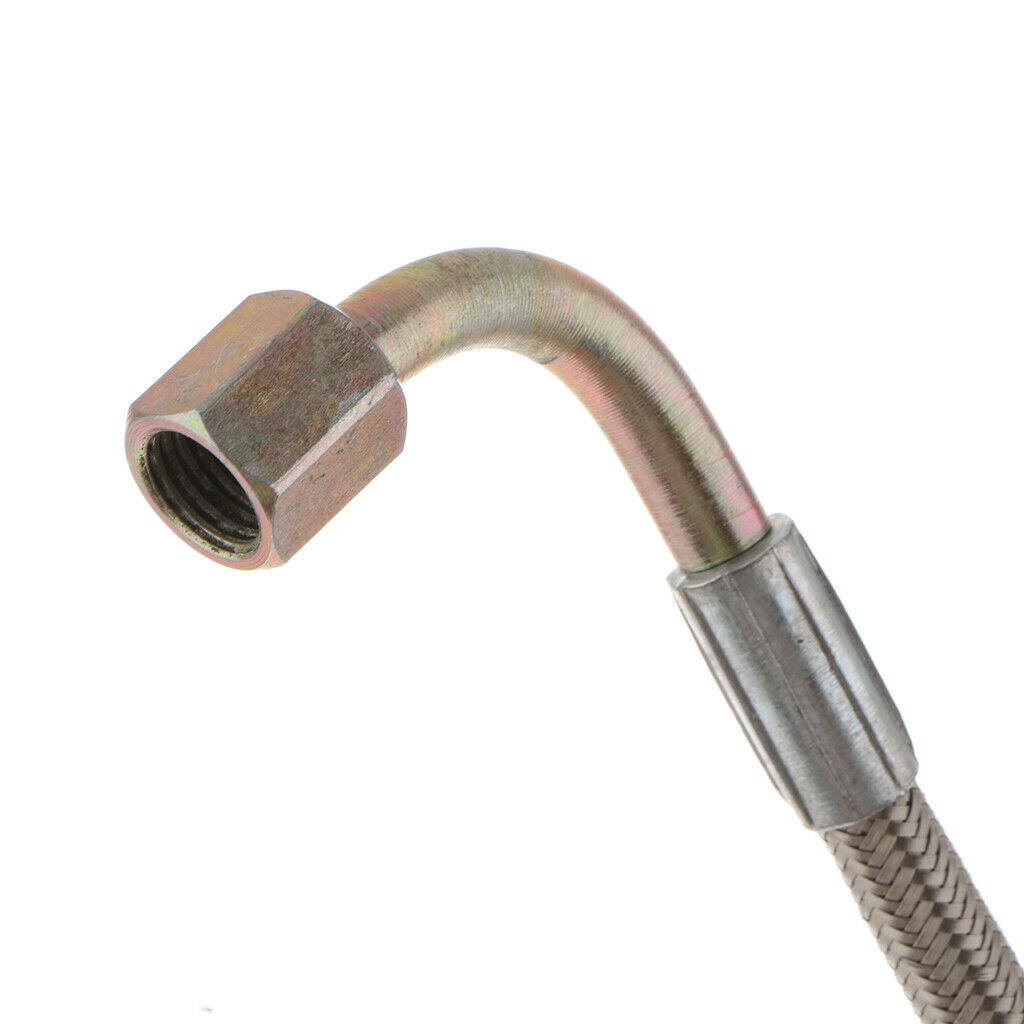 Turbo Oil Feed Line Hose 24" Steel Braided -4AN 90 Degree x Straight PTFE