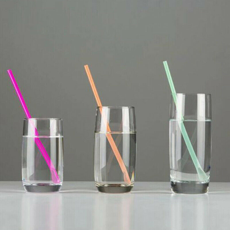 50Pcs/Set Plastic Drinking Straws Spoon Colorful Disposable Tea Tools StrawFCA