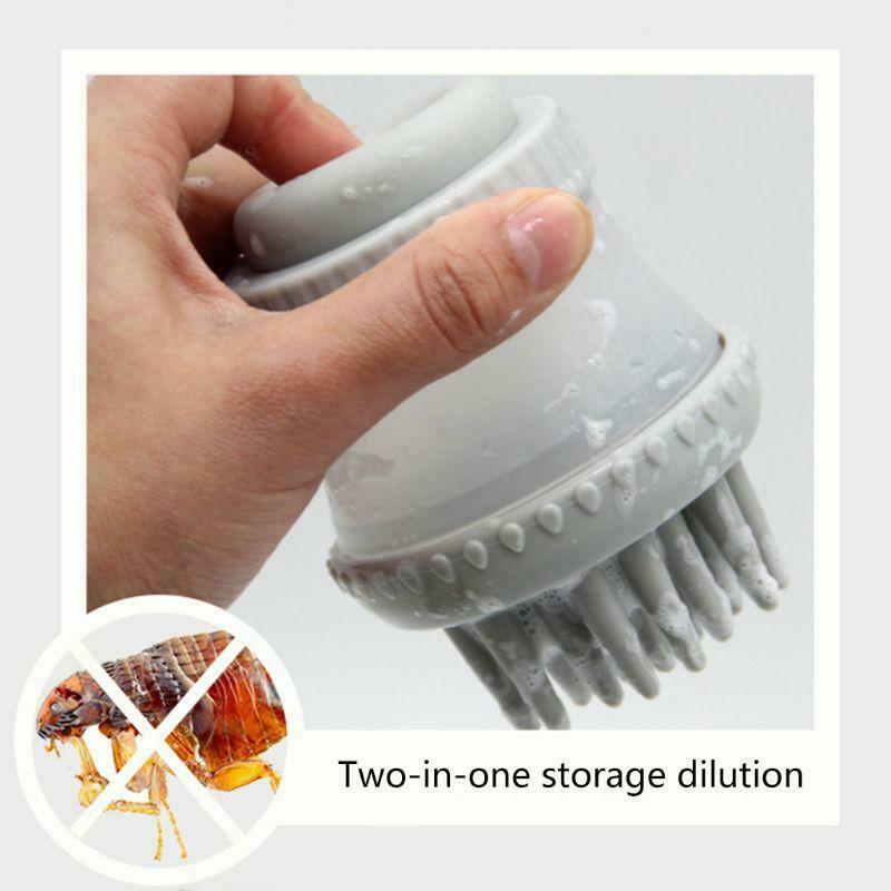 Pet Dog Cat Bath & Massage Brush, Pet Scrubber Shampoo Dispenser Silicone Brush