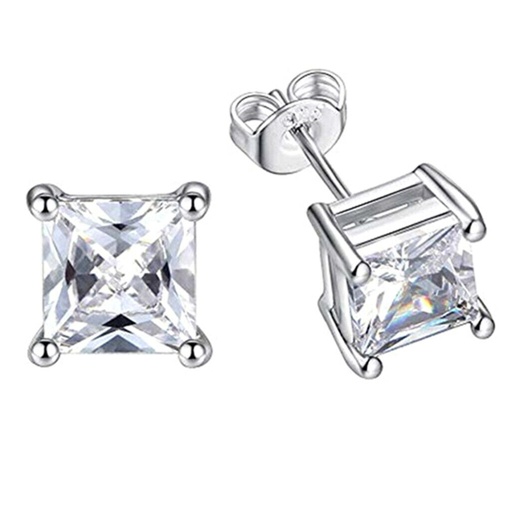 1Pair Square Stud Earrings Women Men Cubic Zirconia Crystal Stud Earrings Trendy