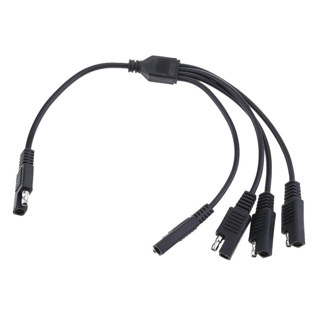 5 Way 18AWG SAE Plug Extension Adapters Charger Cables For Solar Batteries Black