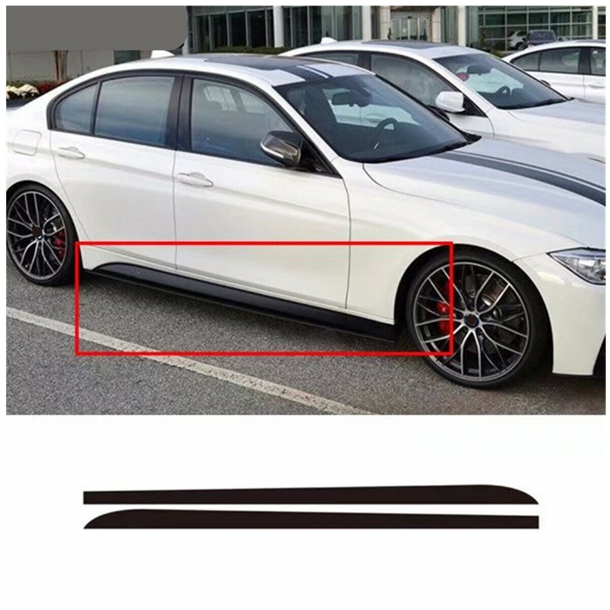 For BMW 3 4 5 Series Car Side Skirt Carbon Fiber Vinyl Applique Decoration