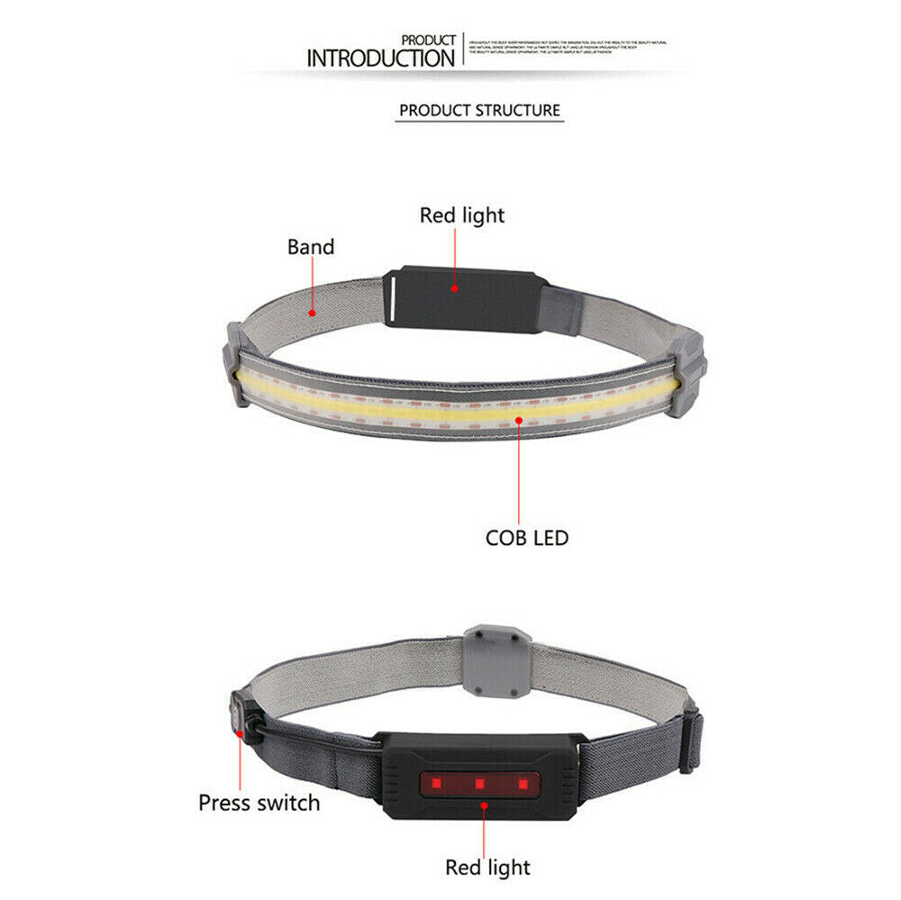 Hi-Beam Work Light 3 Mode COB+LED Headlamp Headlight Torch Flashlight
