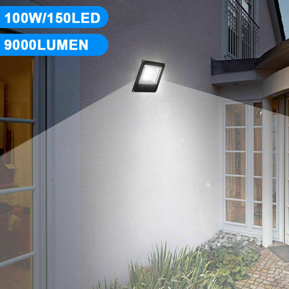 LED Flood Light 100W Landscape Spotlight Garden Yard Garage Outdoor Wall Lamp