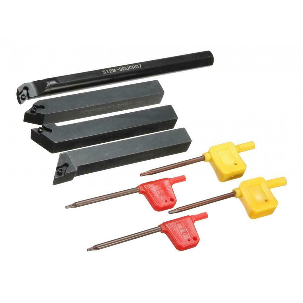 Set of 4pcs 12mm CNC Lathe Turning Tool Holder Boring Bar Set with Wrench
