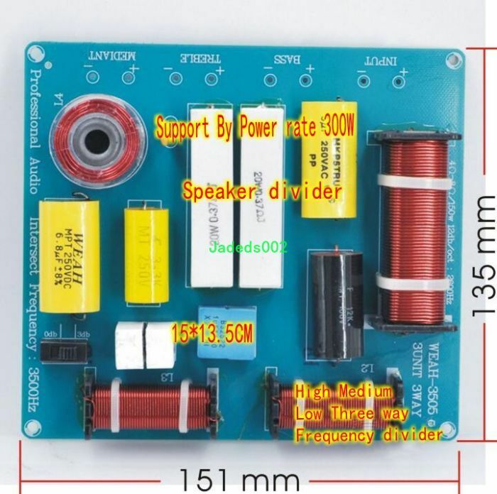 1ps 3-Way Audio Crossover Filter KTV stage Speaker Frequency Divider 300W 4~8ohm