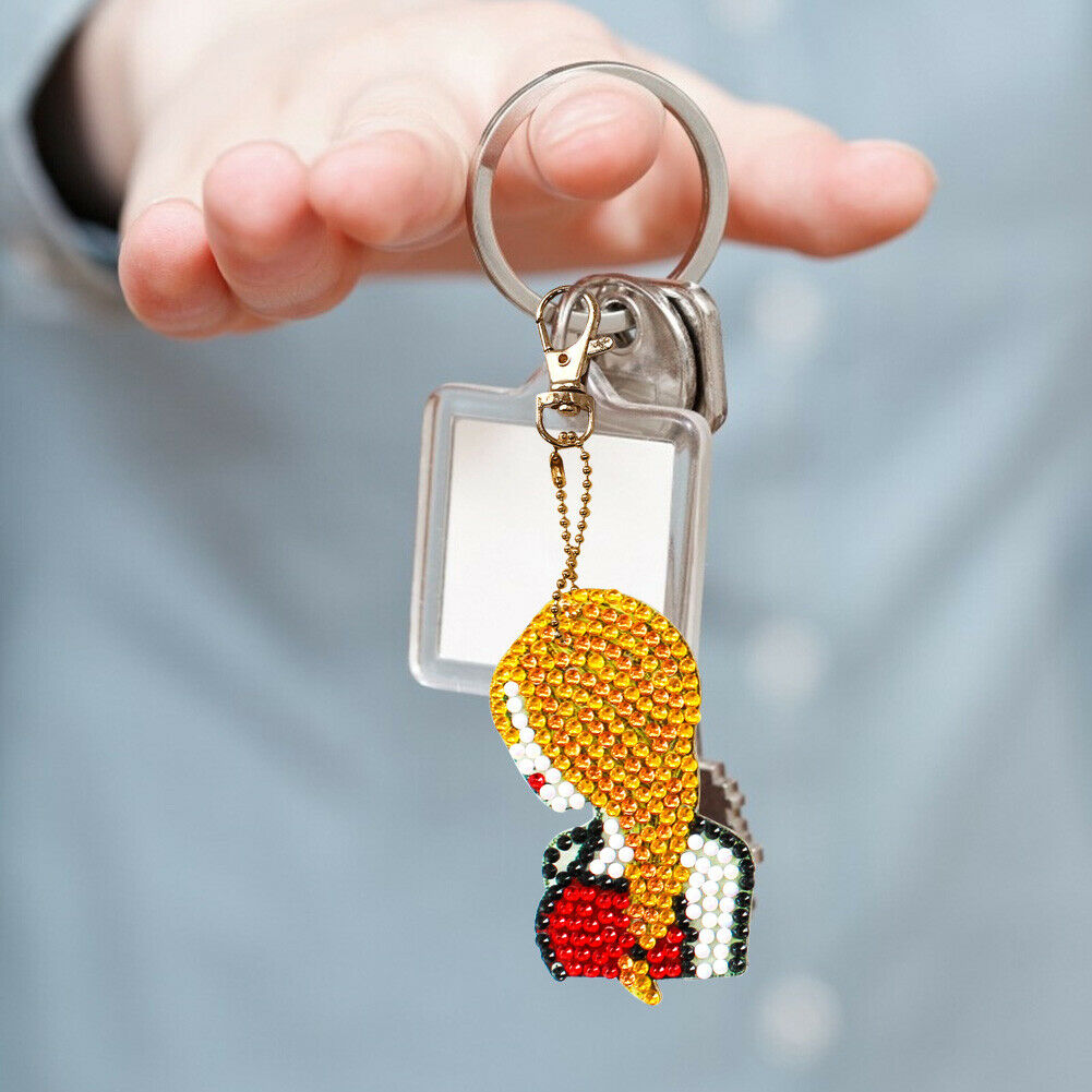 5pcs DIY Elegant Lady Full Drill Special Shaped Diamond Painting Keychains @