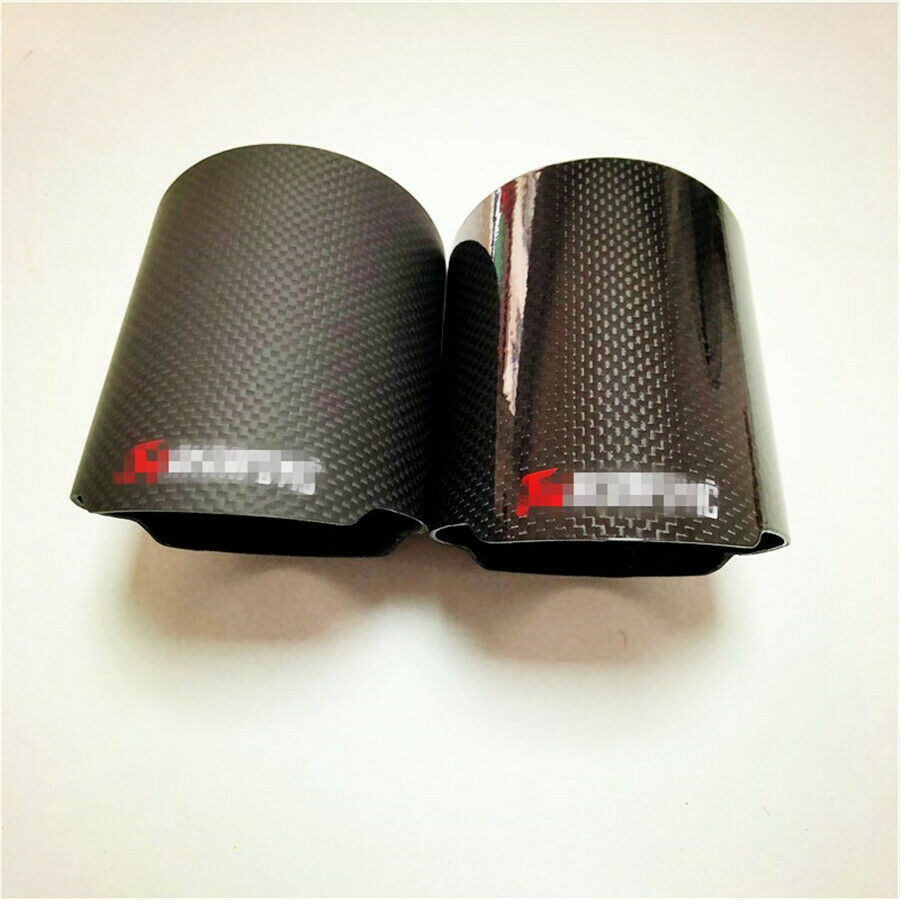 3 inch Glossy Black Exhaust Muffler Tip Pipe Carbon Fiber Style Cover Case Shell