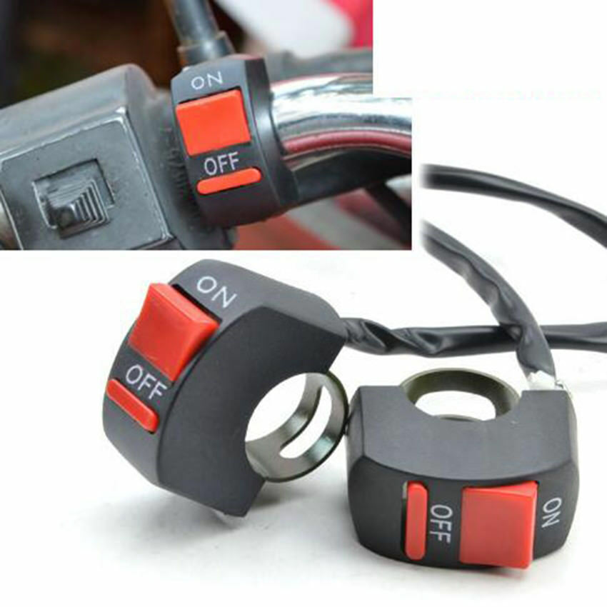Motorcycle 7/8'' Handlebar Headlight Spot Light ON OFF Red Indicator Switch