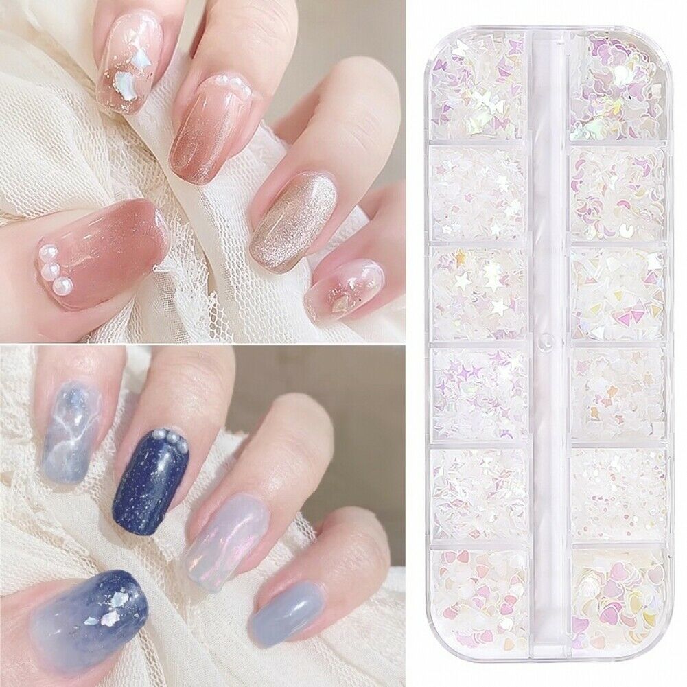 12 Grids Nail Art Stickers Love Stars And Moon Nail Art Butterfly Decorations