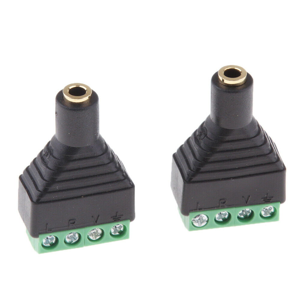2Pcs 3.5mm 1/8" Female To AV 4-Screw Terminal Female Adapter Plug