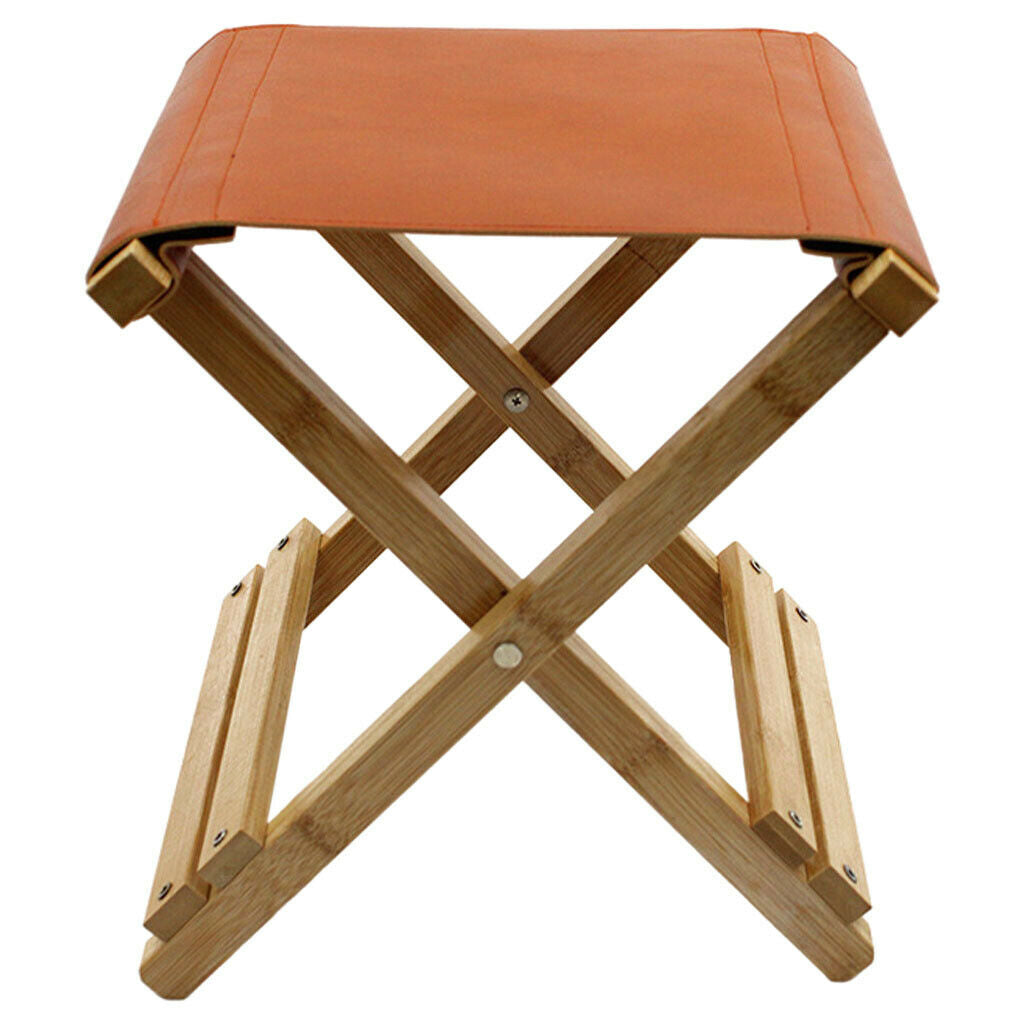 Wooden Leather Folding Chairs Leather Mazar Easy to Carry for Family Fishing