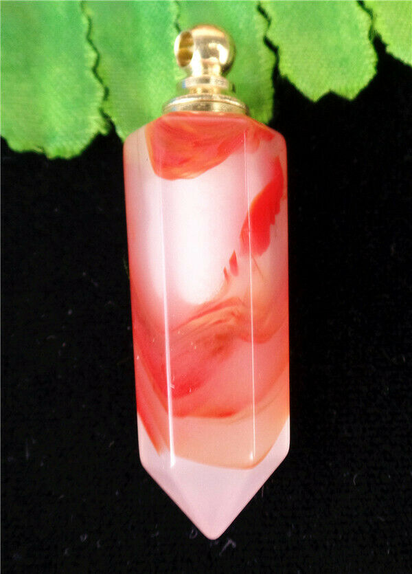 45x13mm Red Moonlight Handmade Glass Hexagonal Perfume Bottle Pendant HL78309