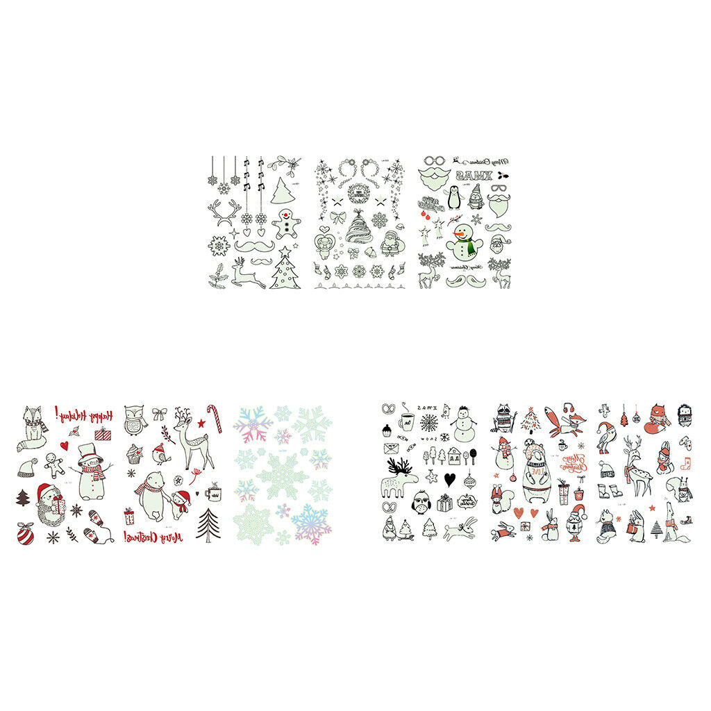 lot Luminous Body Art Stickers Fluorescent Christmas Santa Letters Decals 01
