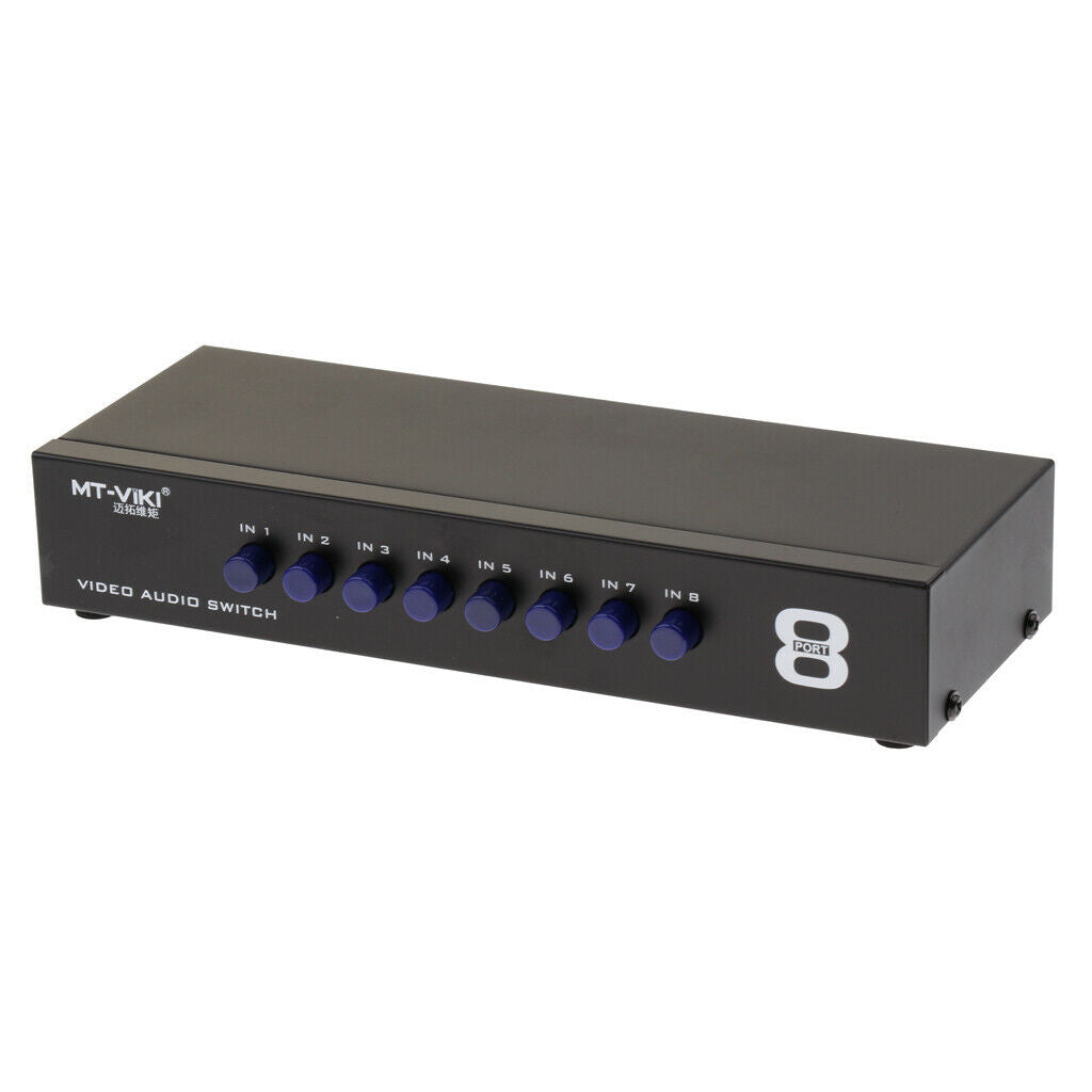 8-Way AV RCA Switch 8 In 1 Out Composite Selector Box for DVD/LCD/TV/PC