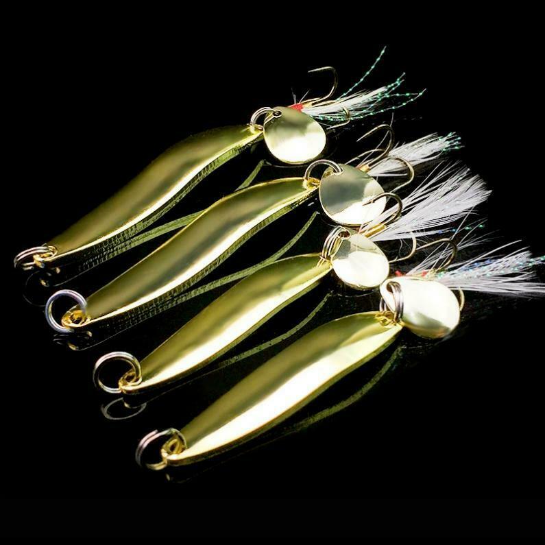 4pcs Artificial Metal Fishing Lure Paillette Sequins Spoon Hard Bait Treble Hook
