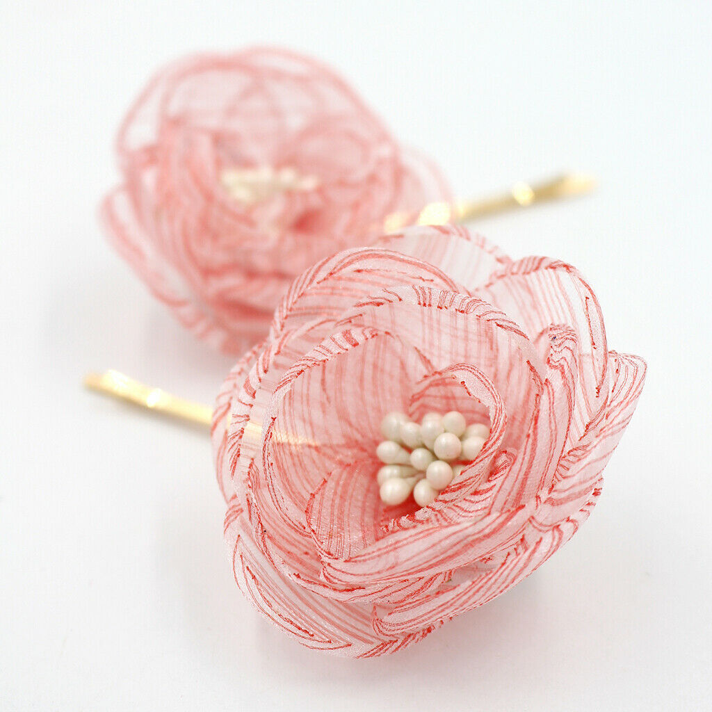 2 Pieces Stripe  Flower Bridal Hair Clip Wedding