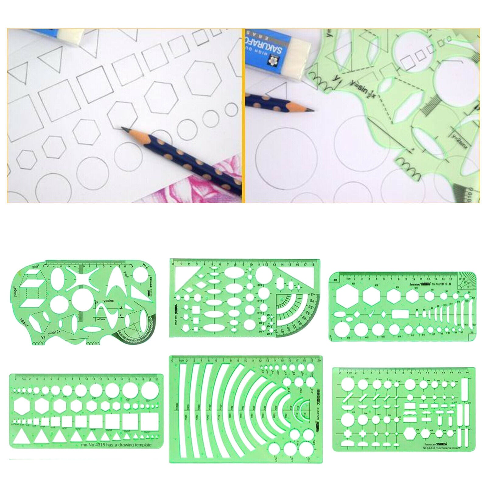 6x measuring templates building formwork stencils geometric drawing ruler set