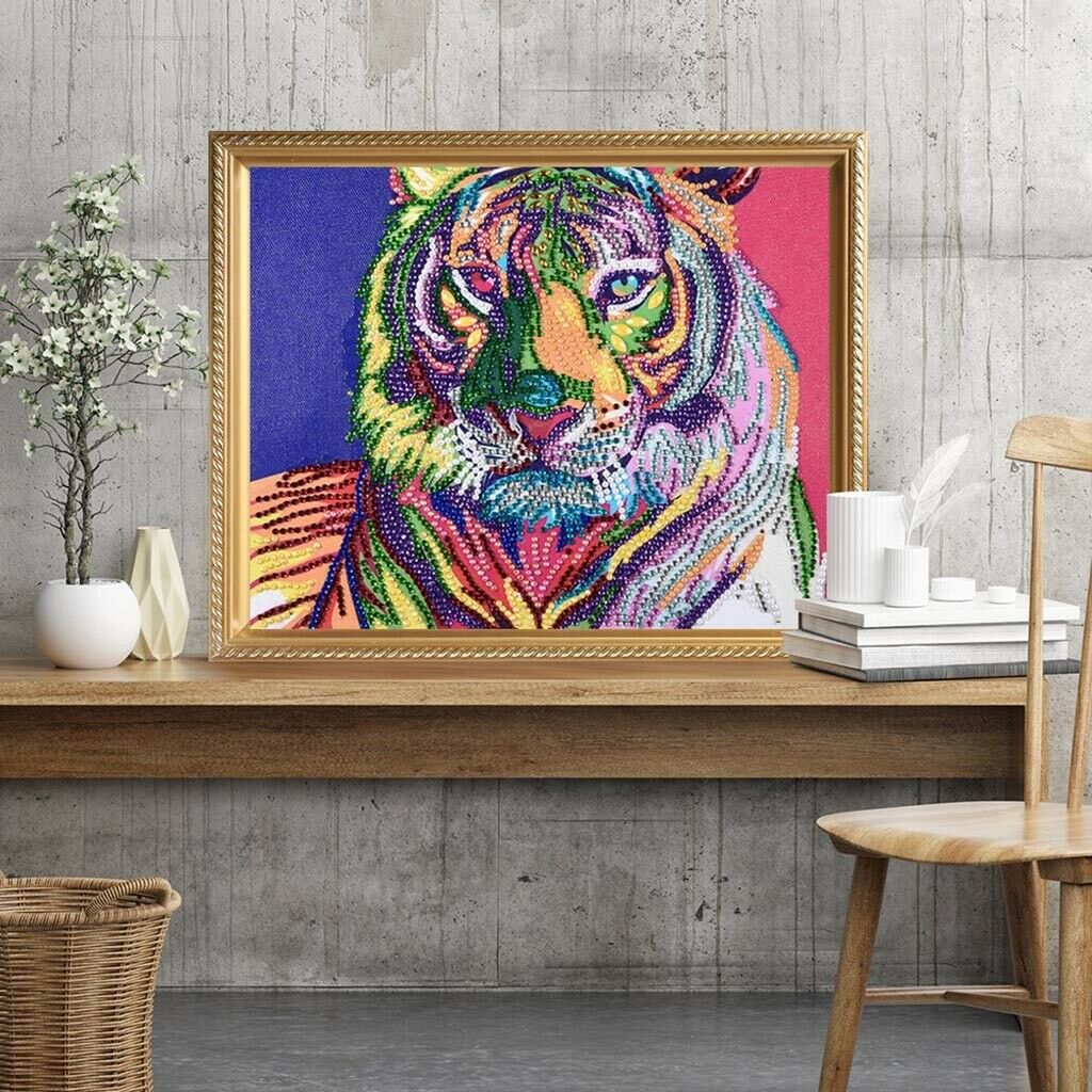 5D Diamond Painting Colorful Tiger Pictures Partial Special Drill Painting
