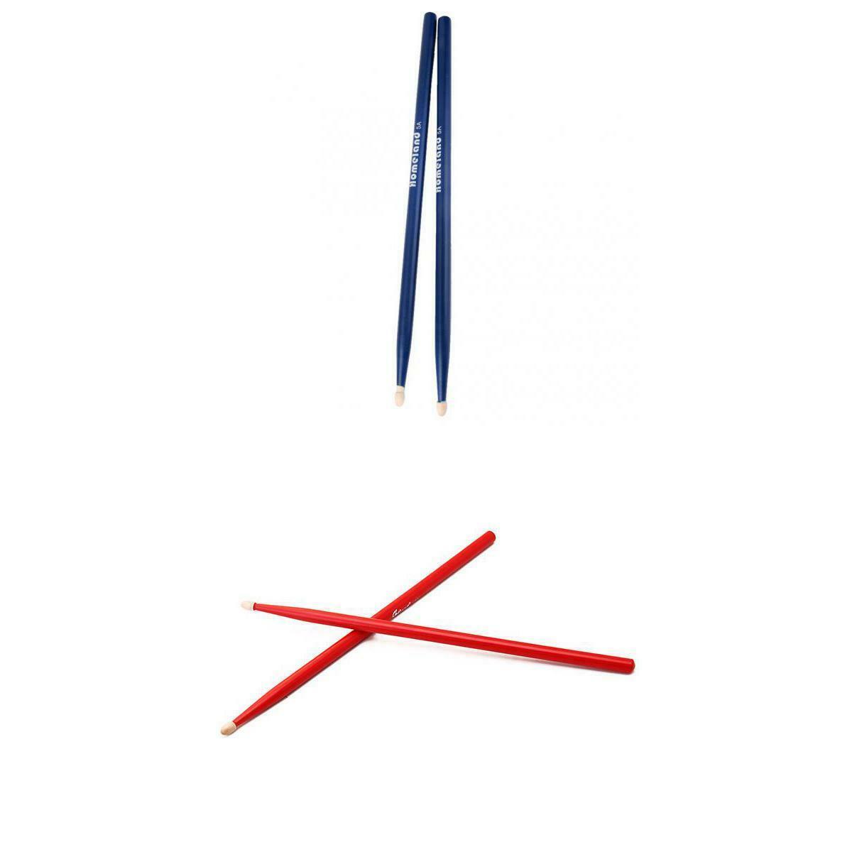 2 Pairs Maple Wood Drumsticks 5A Drum sticks wooden tips for Music Band Blue Red