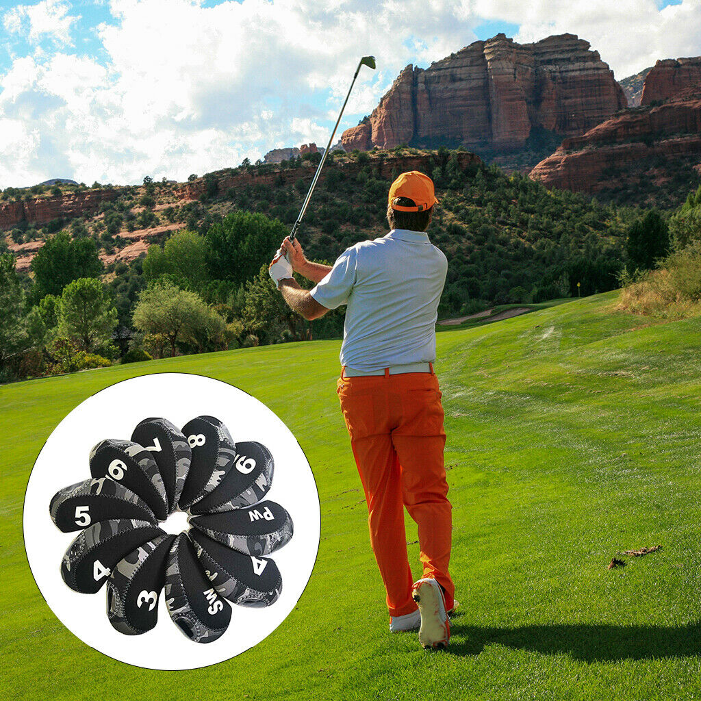 10Pcs/Pack Nylon Golf Iron Covers Set 3,4,5,6,7,8,9,S,A,P Protective Soft