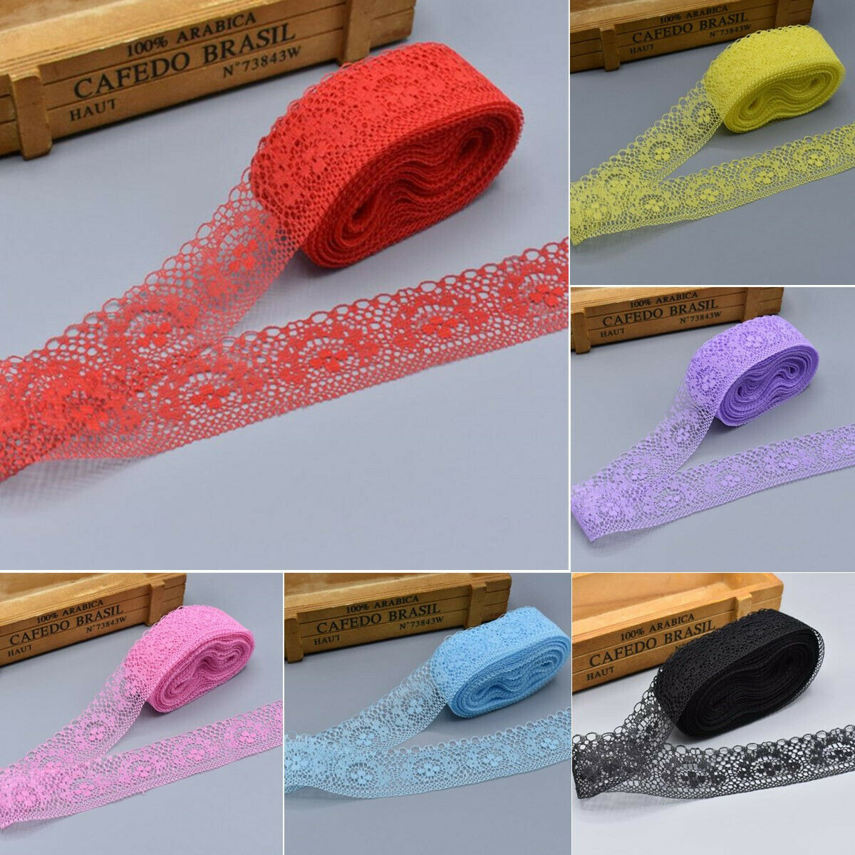 4 Rolls 40 Yards Lace Ribbon 40MM Lace Trim DIY Embroidered For Sewing Decor