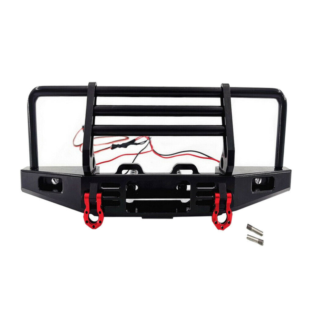 Metal Front Bumper With LED Lights For 1/10 Axial SCX10 TRX4 RC Crawler