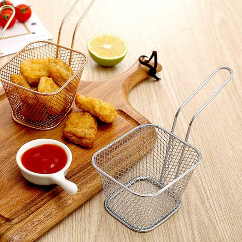Professional Rectangular Stainless Steel French Fries Basket Small Individual