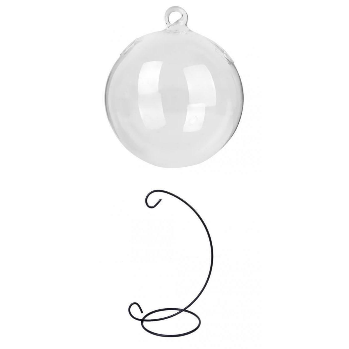 Glass Vase Hanging Ball Shape + Iron Plant Support Plant Holder Hanging Holder