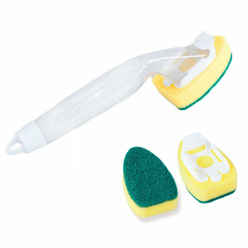 Kitchen Cleaning Brush Scrubber Washing Dish With Refill Liquid Soap Disp.l8