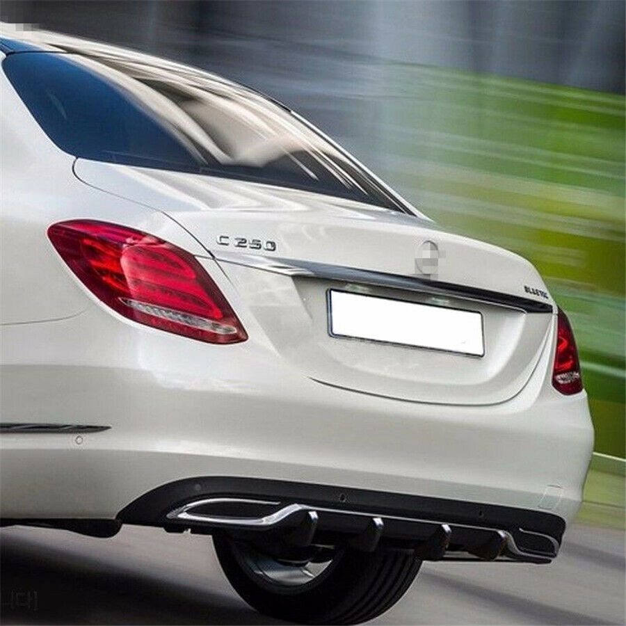 4pcs Rear Bumper Diffuser Lip Curved 4Fins Spoiler Protector Cover Carbon Fiber