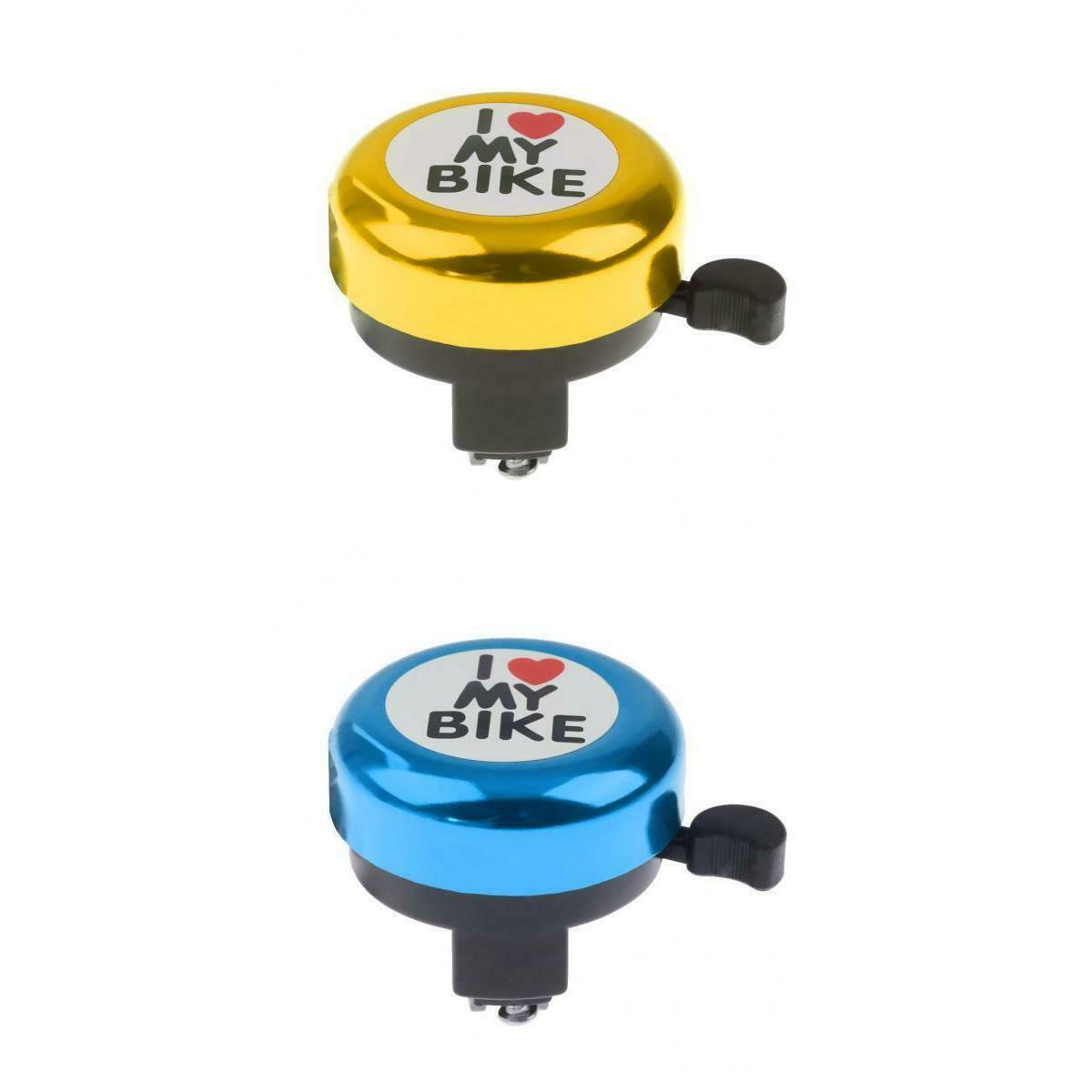 2 Pieces Blue+Golden Aluminum Handlebar Scooter Bicycle Bell Kids Alarm