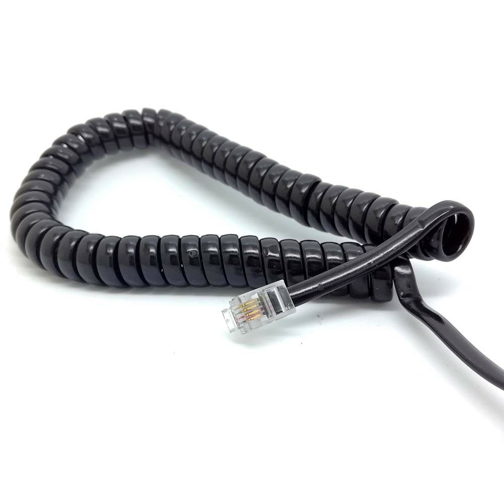 10pcs flexible 6FT Male RJ9 Telephone Handset Phone Extension Cord Cable black