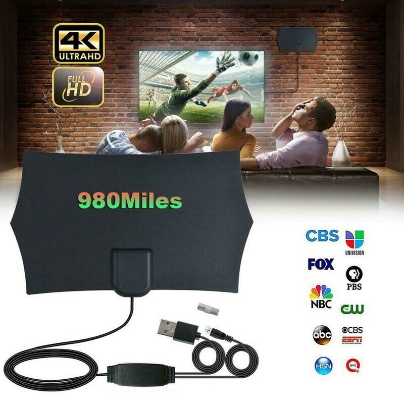980 Miles 4K Digital TV Indoor TV Antenna with Amplifier Signal Booster TV RadQ5