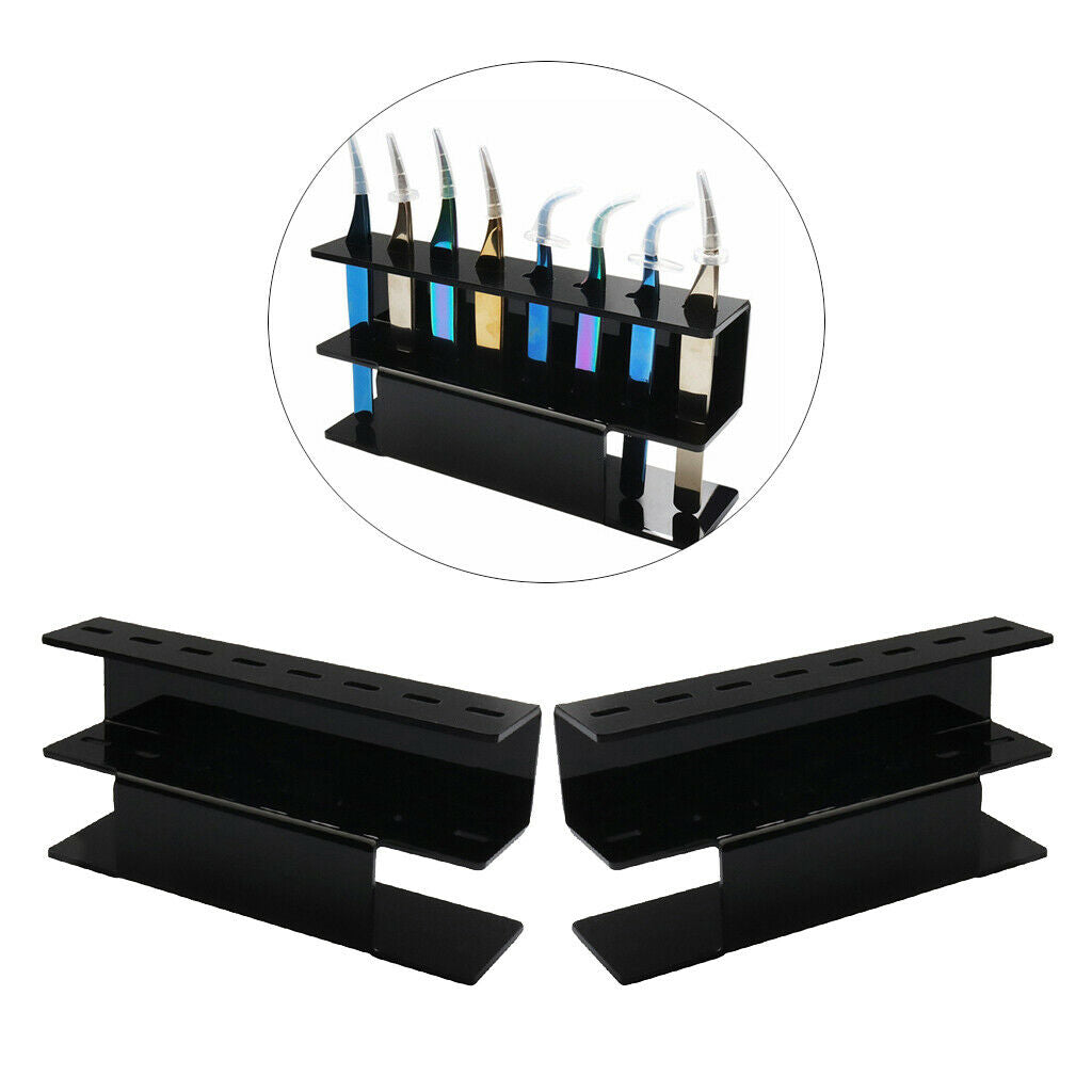 Set of 2 Tweezer Storage Holder Eyelash Extension Tweezers Acrylic Stand