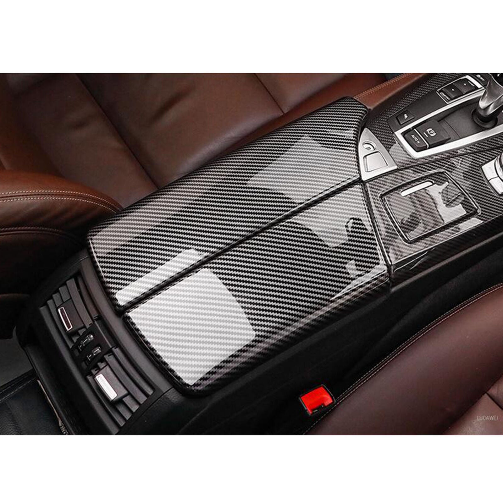 For BMW 5 Series F10 11-16 Carbon Fiber Color Armrest Box Console Box Cover Trim
