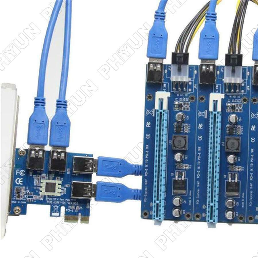 PCI Express Riser Card PCI-E 1x to 16x 1 to 4 PCIE Bus Port USB Slot Multiplier