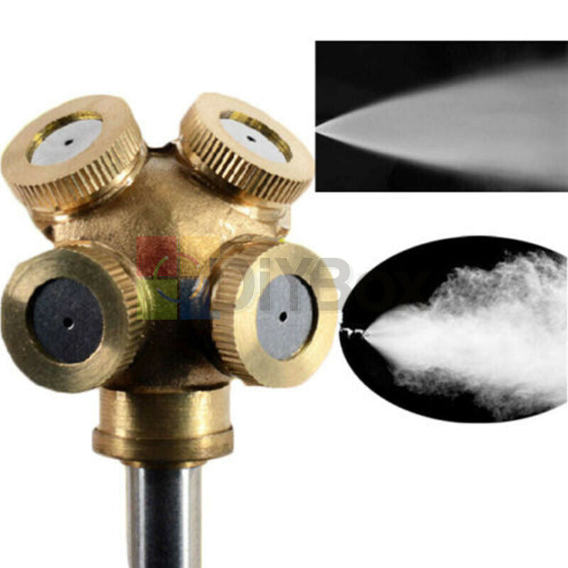 Brass Spray Misting Nozzle 4 Holes Garden Sprinklers Fit Hose Water Connector