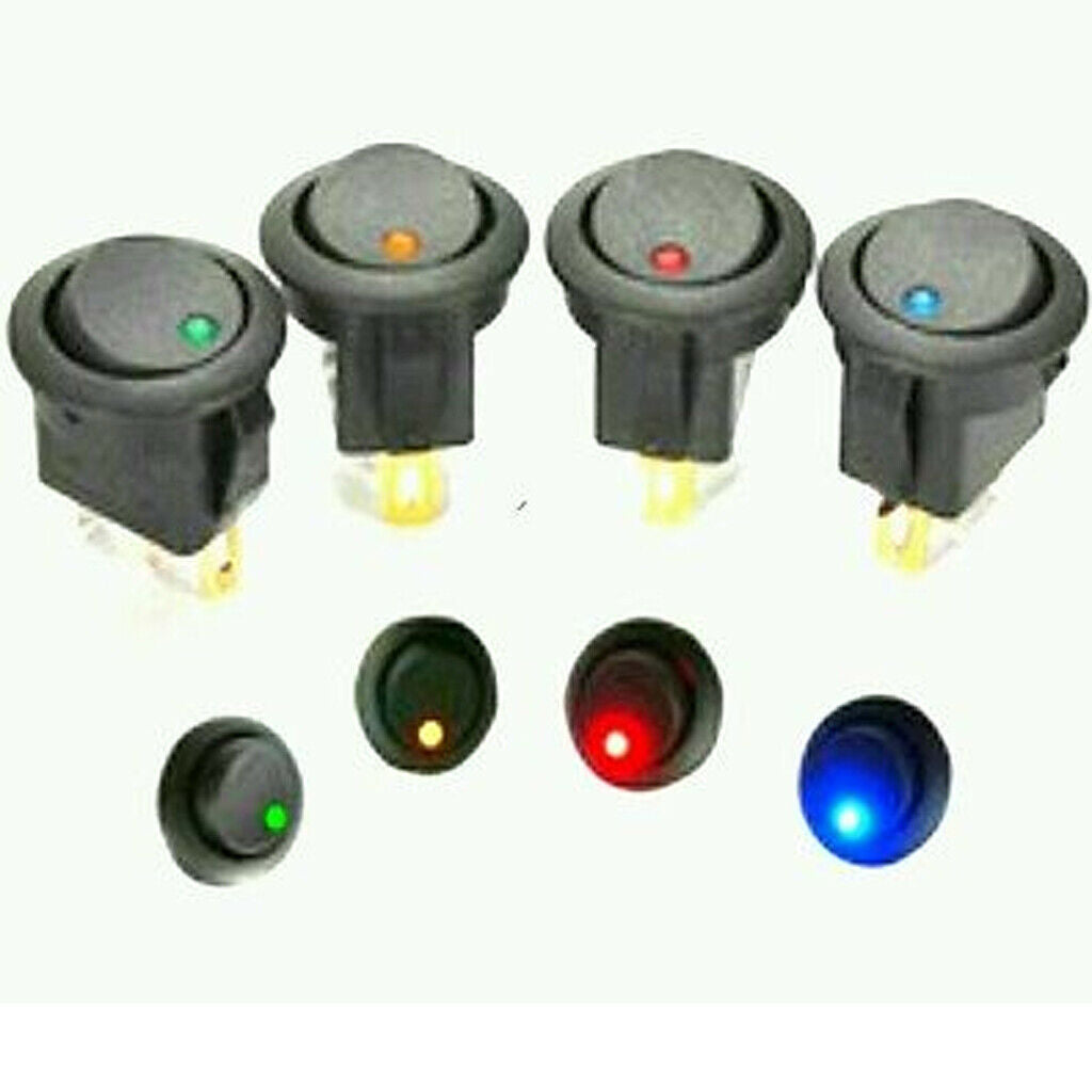 12V 16A Car Auto LED Dot Light Rocker Round Switch Toggle On-Off SPST Red