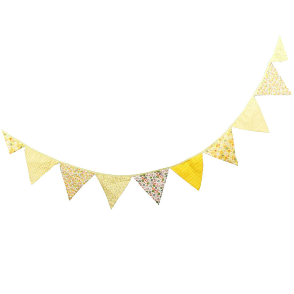 Triangle Bunting Banner w/12 Flag Photography Prop Party Decor Yellow 3.2m