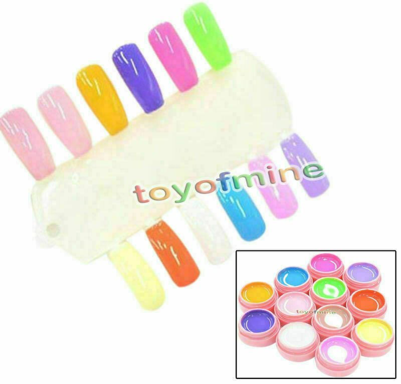 12Colors LED UV Gel Builder Cover Pure Colours Soak Off Natural UV Nail Art Tips