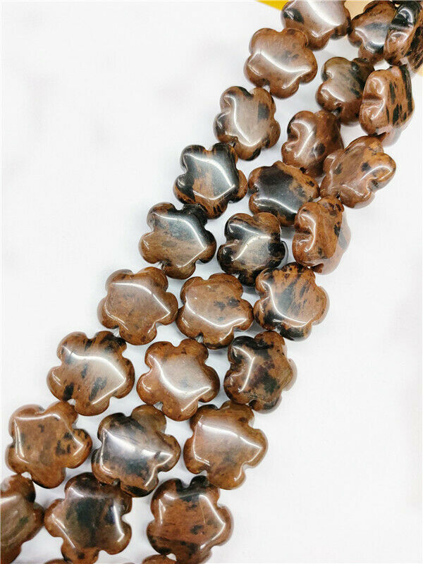 1 Strand 16x6mm Natural Mahogany Obsidian Flower Spacer Loose Beads 15.5" HH100
