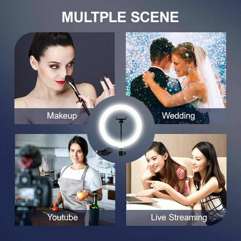 10" Selfie LED Ring Light With Tripod Stand Phone Holder For Live Stream Makeup!