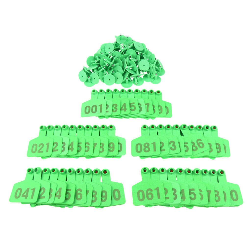 100 Pieces Pig Cow Cattles Livestock Ear Tags with Number 001-100