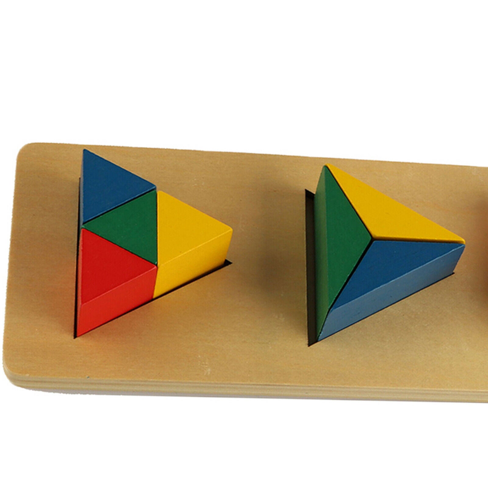 Wooden Geometry Triangle Shape Match Block Building Color Recognition Puzzle