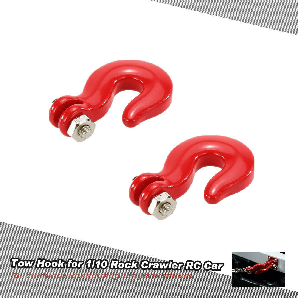 2pcs Metal Tow Hook Tow Pintle Hook Hook Hitch Red For 4WD SCX10 Axial  RC